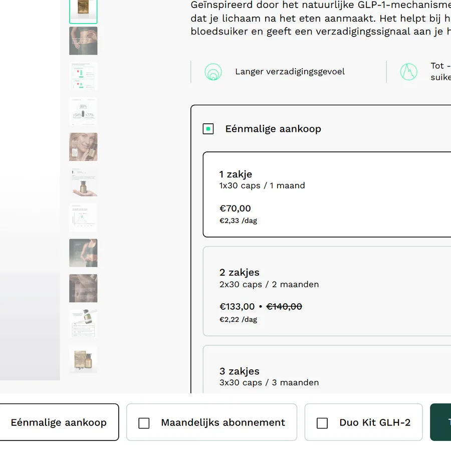 La colonne d'achat de la fiche produit GLH-2 : titre, note clients, prix, formats d'abonnement et bouton d'ajout au panier
